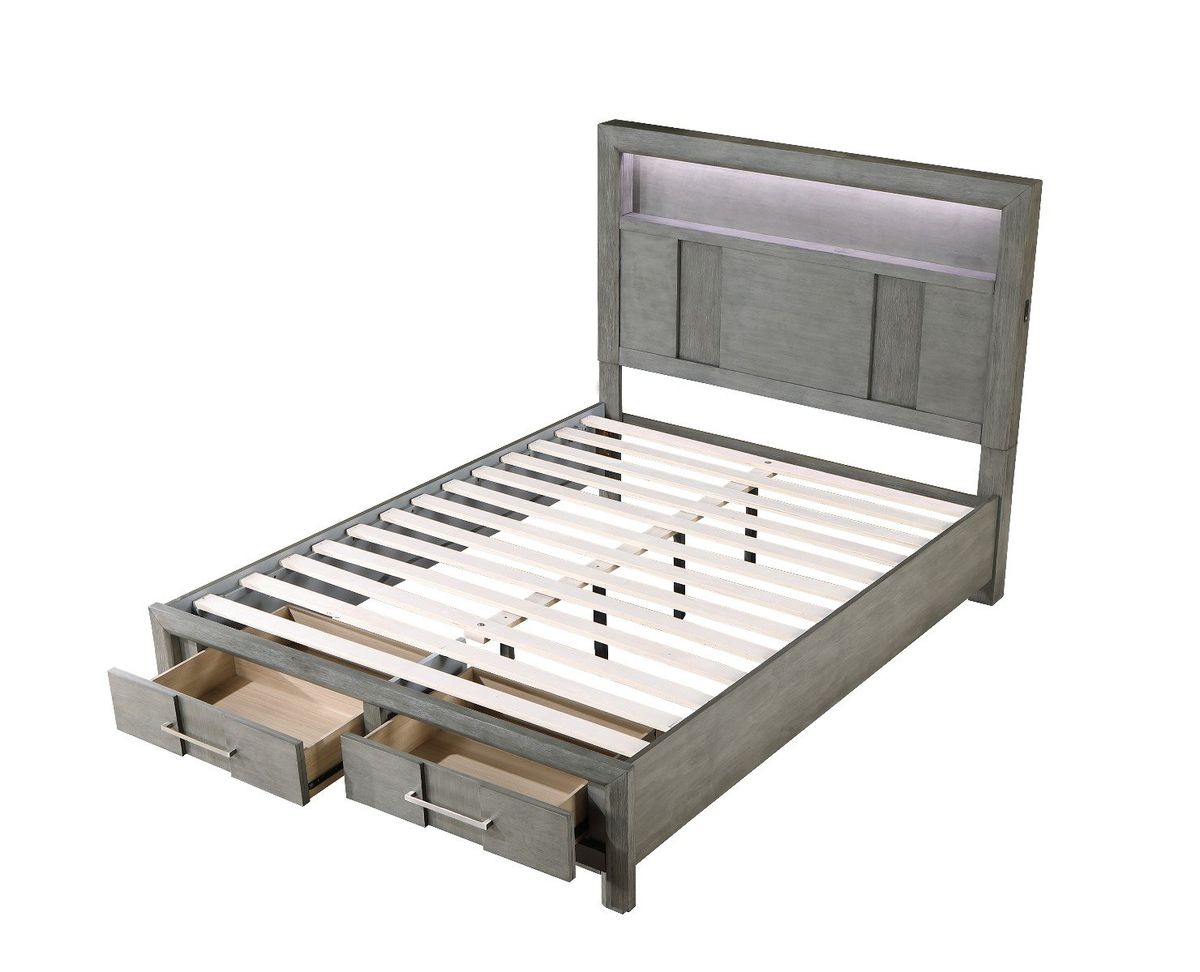 Galaxy Home Kenzo King Bed in Gray