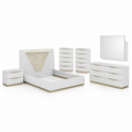 Kharma upholstered bedroom collection on white background