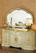 ESF Furniture - Leonardo 4-Door Buffet with Big Mirror in Ivory - LEONARDOBUFFET-M