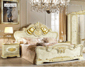 ESF Furniture - Leonardo Queen Panel Bed in Ivory-Gold - LEONARDOBEDQ.S