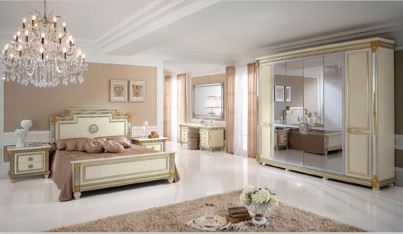 ESF Furniture - Arredoclassic Italy Liberty Euro 4 Piece King Bedroom Set - LIBERTYEKBVD-4SET