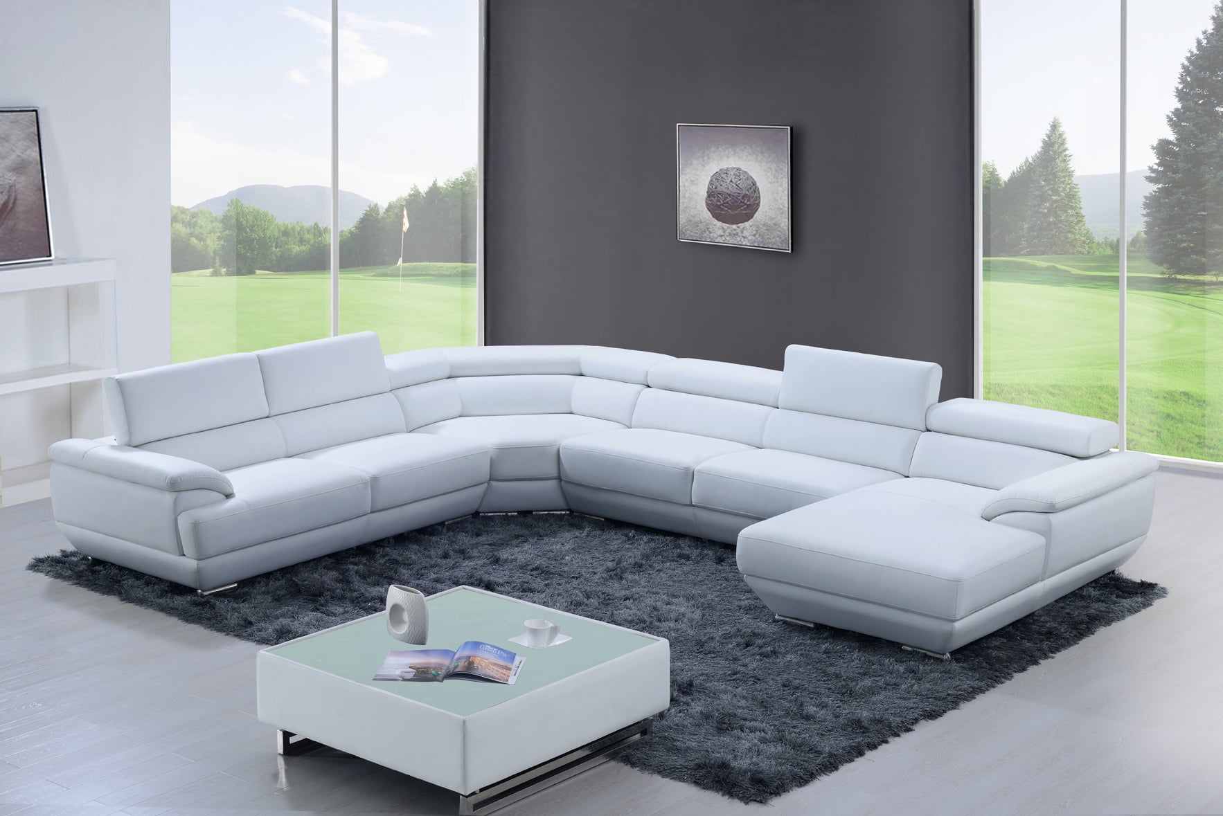 ESF Furniture - Extravaganza Sectional Sofa in Pure White - 430 Sectional Pure White