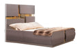 Galaxy Home Lorenzo Gold Detailed Tufted Upholstery Queen Bed in Grey