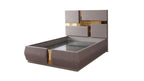 Galaxy Home Lorenzo Gold Detailed Tufted Upholstery King Bed in Grey
