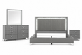 Cassandra grey LED four-piece bedroom set on white background