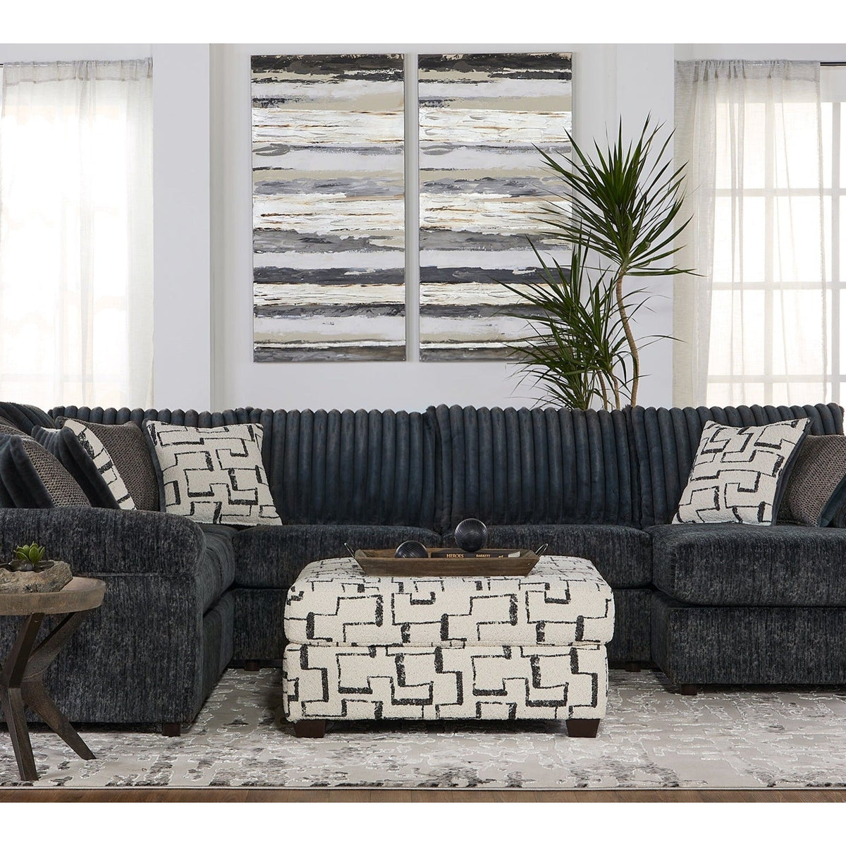 Galactic Charcoal Sectional — Exact product detail: Center detail