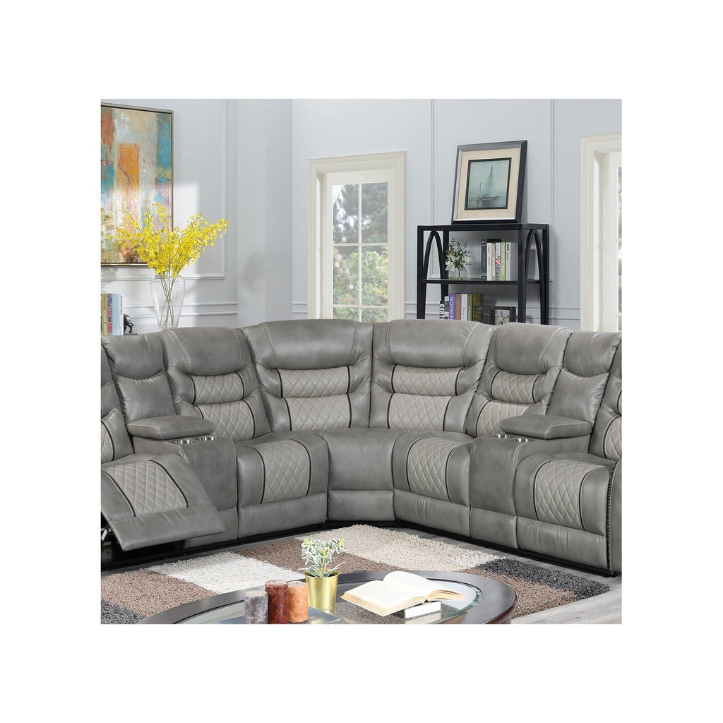Phoenix II Grey Reclining Sectional — Exact product detail: Center detail