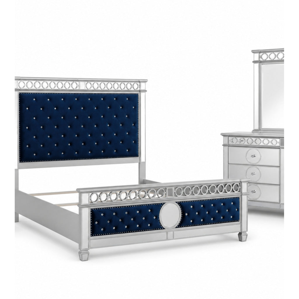Bella Blue Velvet Bedroom Set — Exact product detail: Center detail