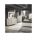 Amara Pearl White Finish Bedroom Set — Exact product detail: Left-side detail