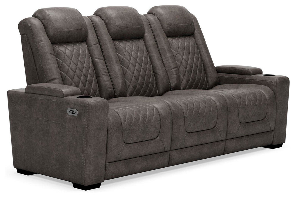 Ashley HyllMont dual-power reclining sofa, gray [1]