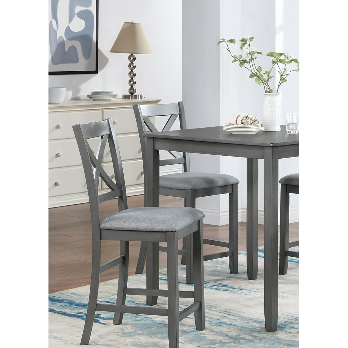 Tahoe - Grey - Pub Table and 4 Chairs — Exact product detail: Left-side detail