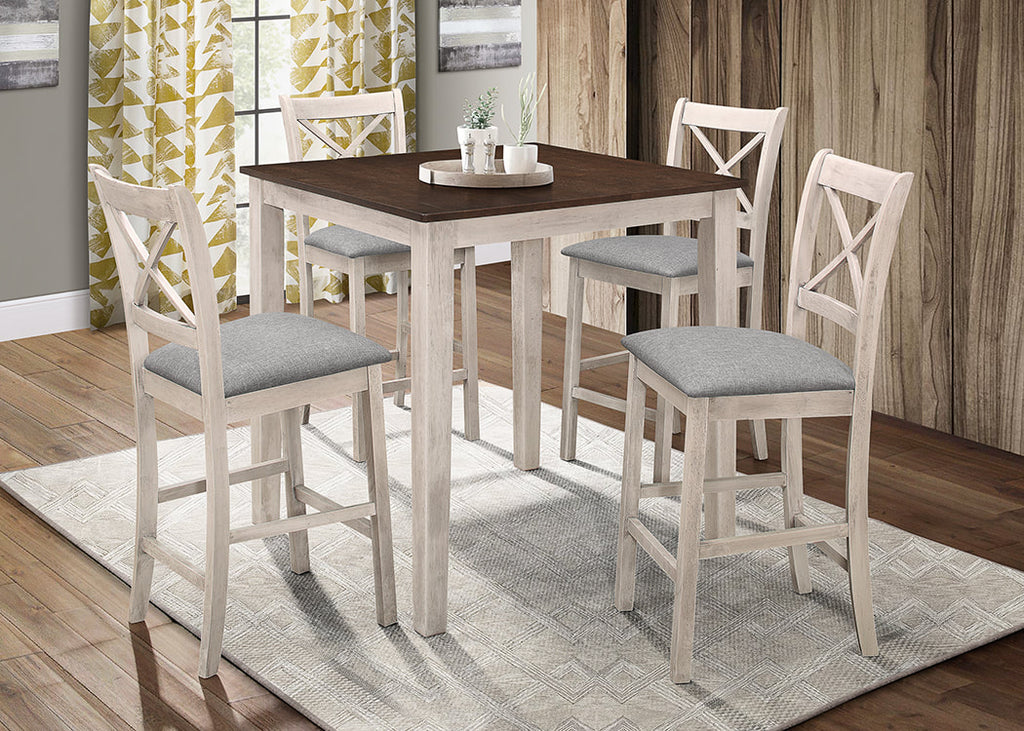 Tahoe - Antique White - Pub Table + 4 Chairs — additional view [1]