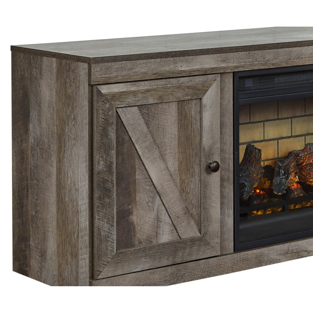 EW0440-268 - TV Stand with Fireplace 60"L — Exact product detail: Left-side detail