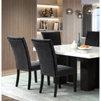 1220 Black - (Faux Marble) Dining Table and 6 Chair Set — Exact product detail: Left-side detail