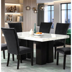 1220 Black (Faux Marble) Dining Table and 6 Chair Set