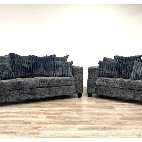410 Sofa and Loveseat Set — Charcoal