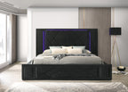 Lorenzo Black Platform Bed (w/ LED LIGHTS & BLUETOOTH SPEAKERS) - Queen, King — additional view [2]