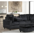 Rocket Onyx Reversible Sectional (Black) — Exact product detail: Left-side detail