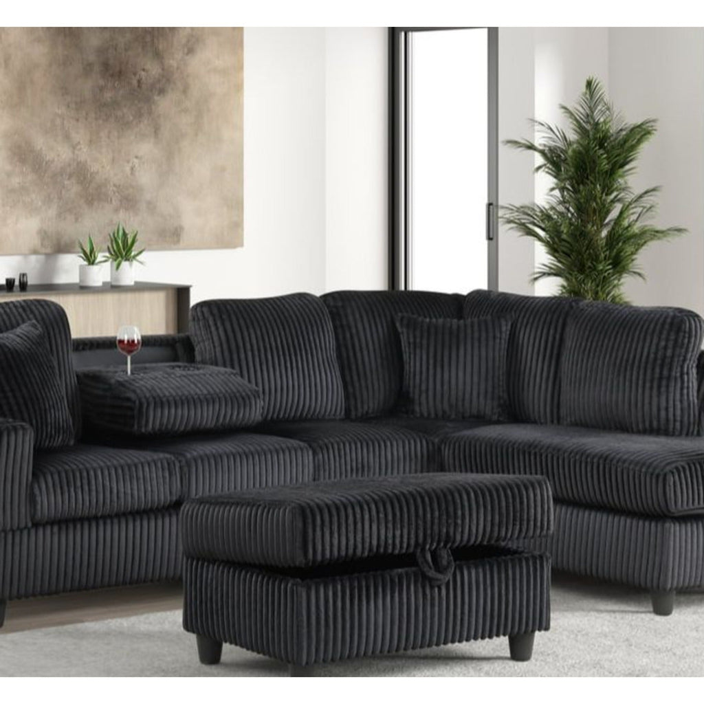 Rocket Onyx Reversible Sectional — Black