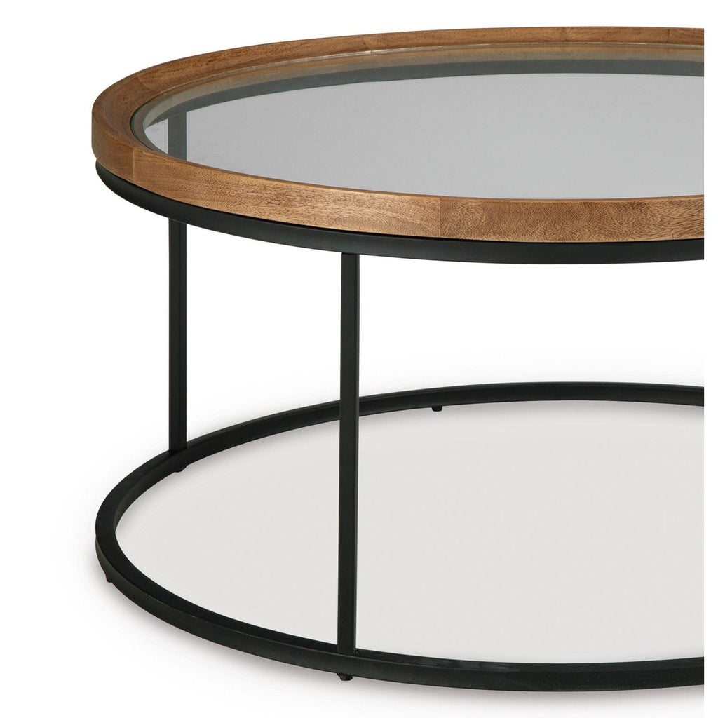 Ashley T502-8 - Cocktail Table — Exact product detail: Left-side detail
