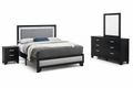 Jaylyn black four-piece bedroom set: bed, nightstand, dresser and mirror