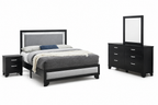 Jaylyn black four-piece bedroom set: bed, nightstand, dresser and mirror