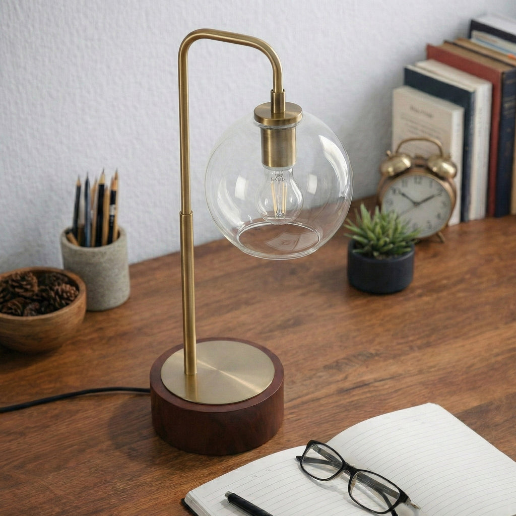 Luxeray Simple Glass Globe Arched Table Lamp