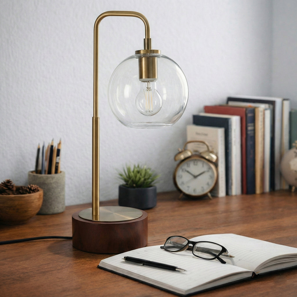 Luxeray Simple Glass Globe Arched Table Lamp
