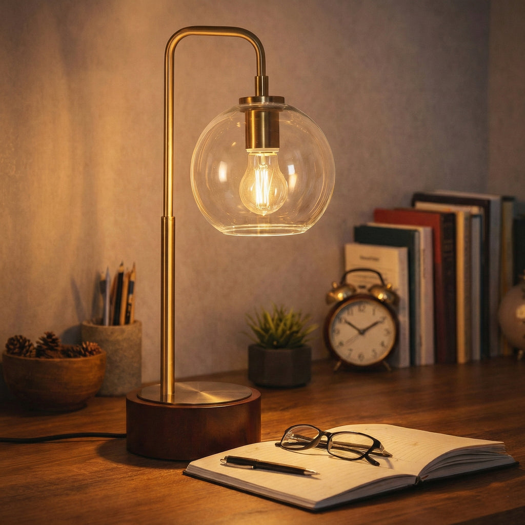 Luxeray Simple Glass Globe Arched Table Lamp