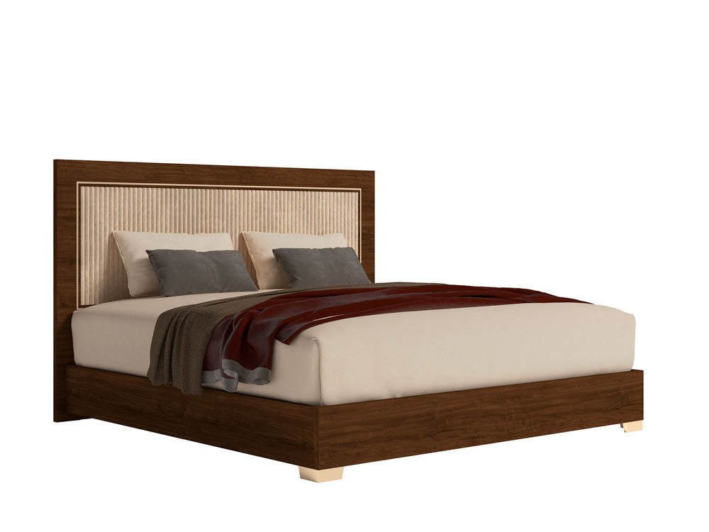 ESF Furniture - Eva 5 Piece King Bedroom Set in Rich Tobacco Walnut - EVAKSBED-5SET