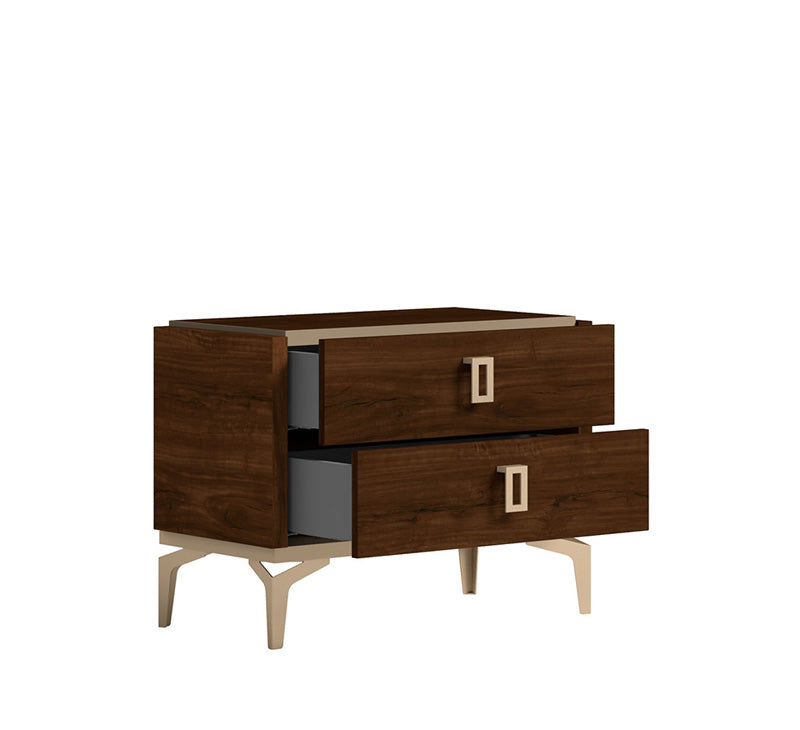 ESF Furniture - Eva 6 Piece Queen Bedroom Set in Rich Tobacco Walnut - EVAQSBED-6SET