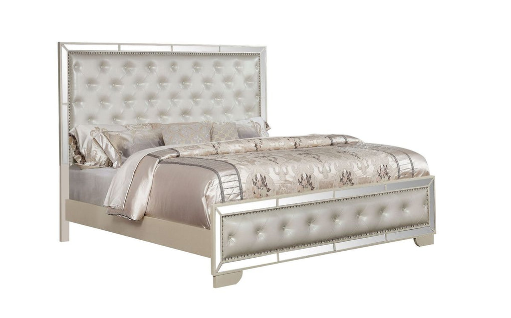 Galaxy Home Madison Queen Size Upholstery Bed in Beige