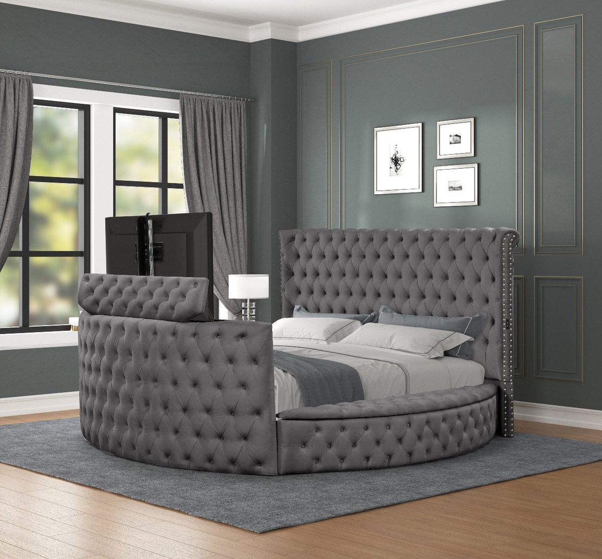Galaxy Home Maya King Bed in Gray
