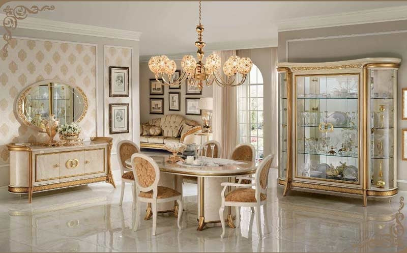 ESF Furniture - Arredoclassic Italy Melodia 7 Piece Oval Dining Table Set w-2ext - MELODIADTBC-7SET