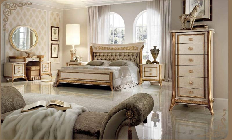 ESF Furniture - Arredoclassic Italy Melodia 4 Piece Queen Bedroom Set in Upholstered - MELODIAQBU-4SET