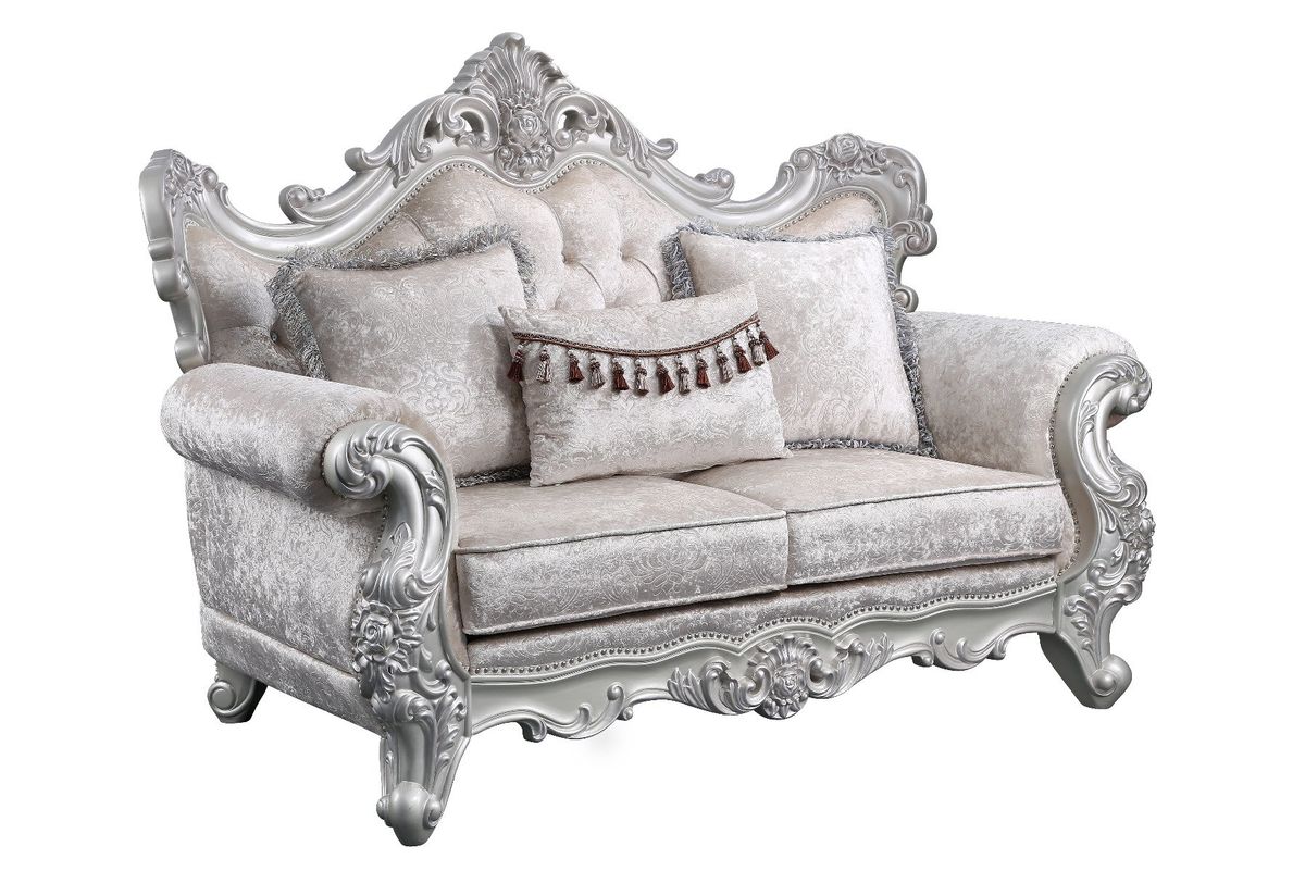Galaxy Home Melrose Loveseat in Silver