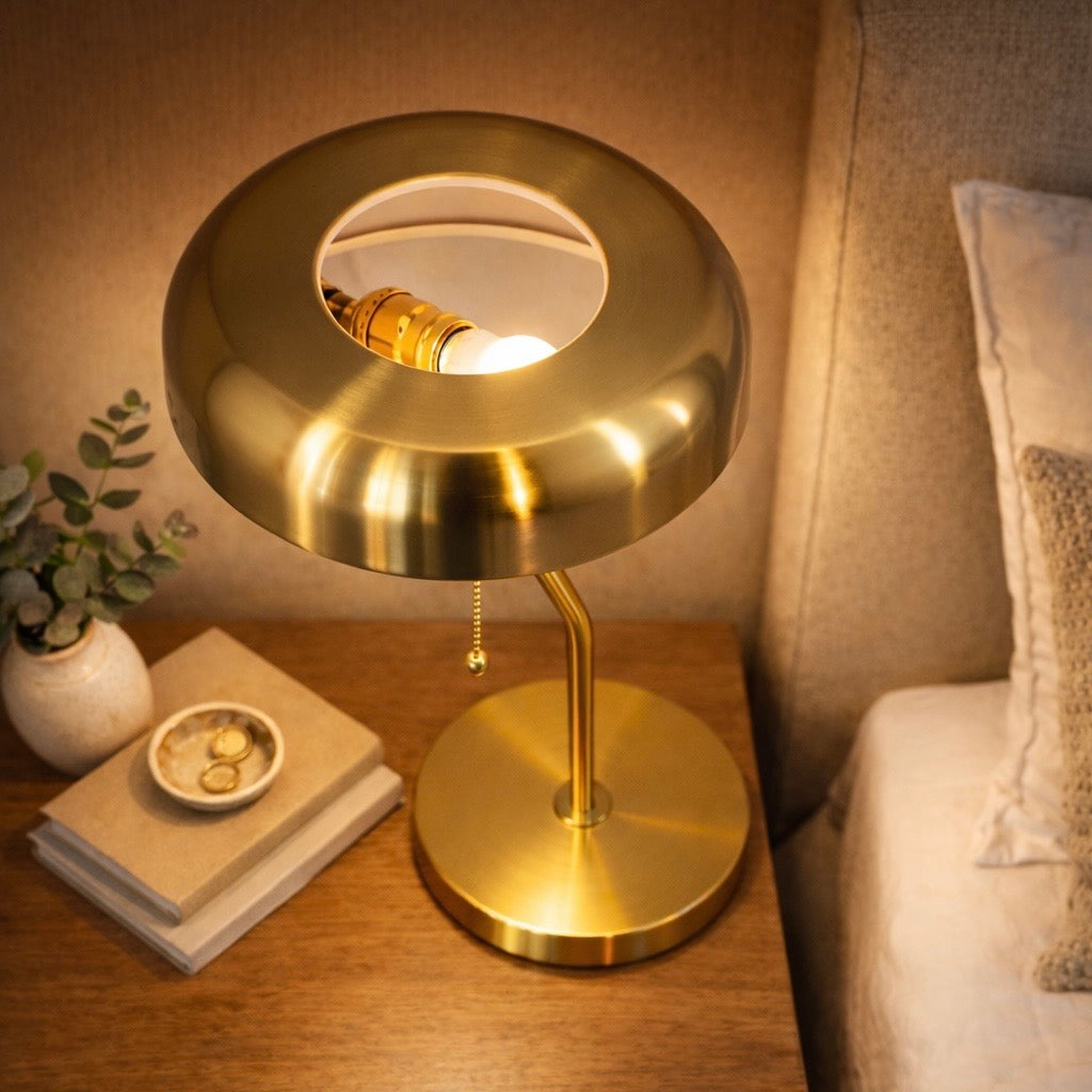 Metro Table lamp with Gold outer and White inner