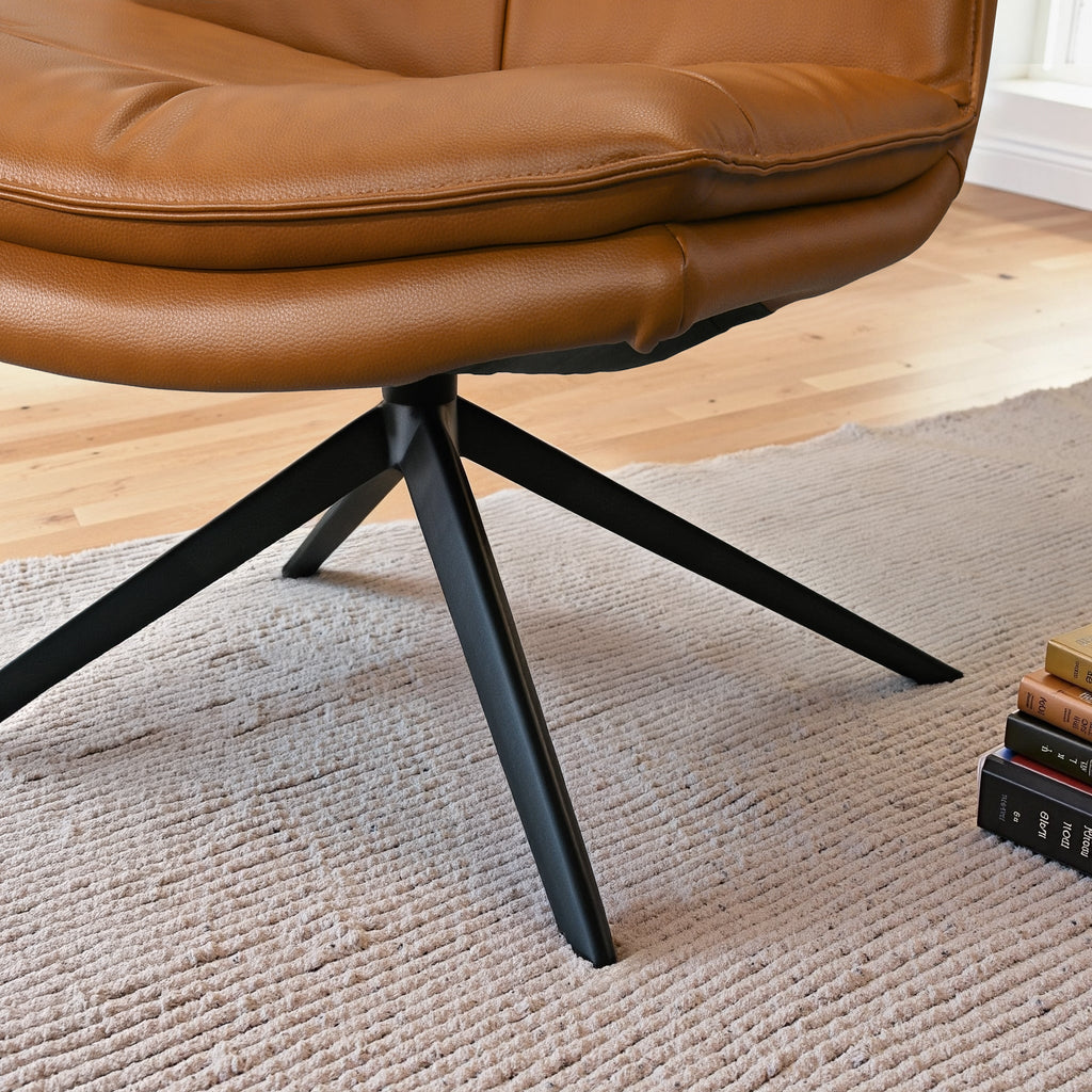 Oakland Cognac Vegan Leather Swivel Chair
