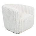Mira White Soft Plush Fabric Swivel Chair