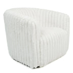 Mira White Soft Plush Fabric Swivel Chair