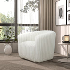 Mira White Soft Plush Fabric Swivel Chair