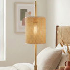 Moonstone Bamboo Lampshade Table Lamp - Dark Brown - Bronze