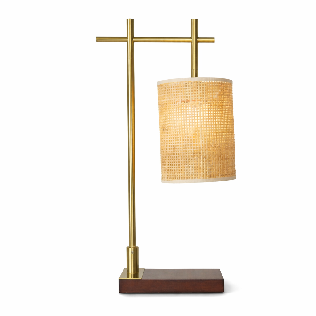 Moonstone Bamboo Lampshade Table Lamp - Dark Brown - Bronze