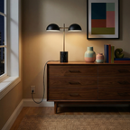 Nova Hydro Black Table Lamp with On/Off Switch Double Lamp with Faux Marble Base