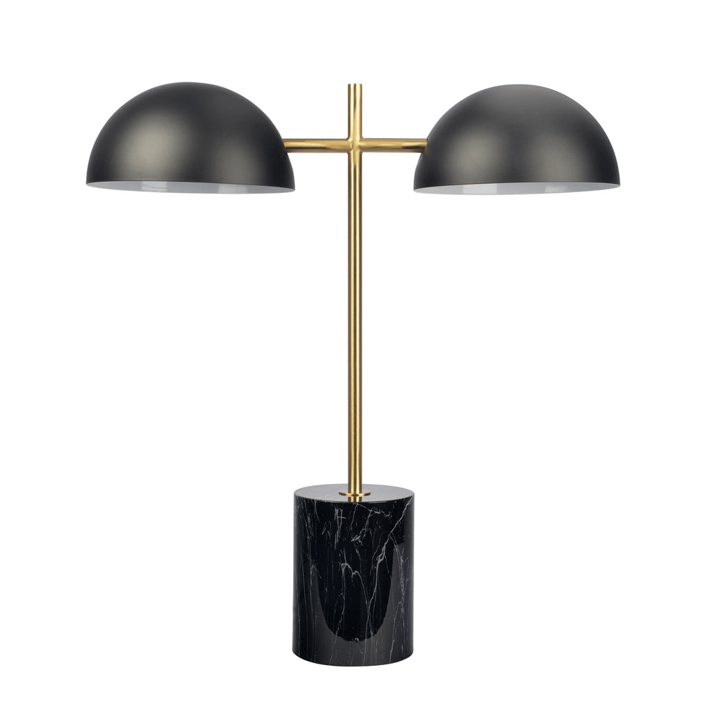 Nova Hydro Black Table Lamp with On/Off Switch Double Lamp with Faux Marble Base