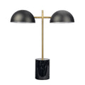 Nova Hydro Black Table Lamp with On/Off Switch Double Lamp with Faux Marble Base