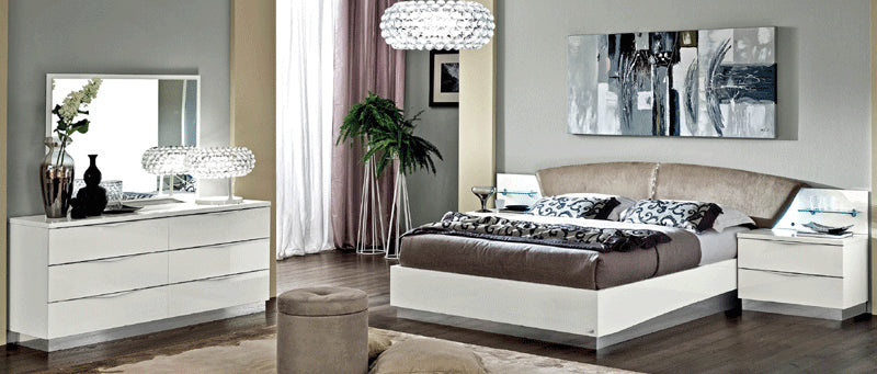ESF Furniture - Onda 5 Piece Bedroom King Platform Bed Set in White - ONDABEDKSWHITE-5SET