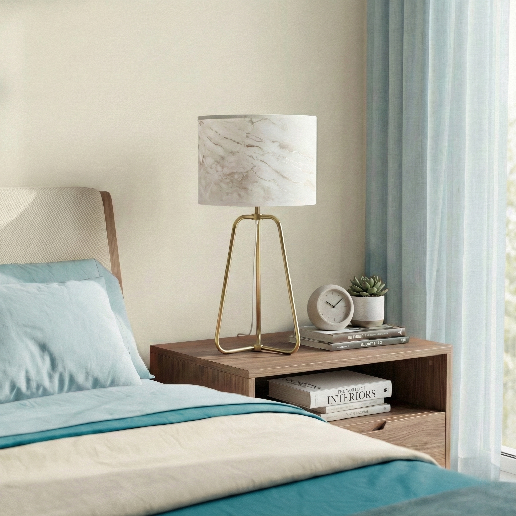 Optima Marble Lampshade Table Lamp - Bronze