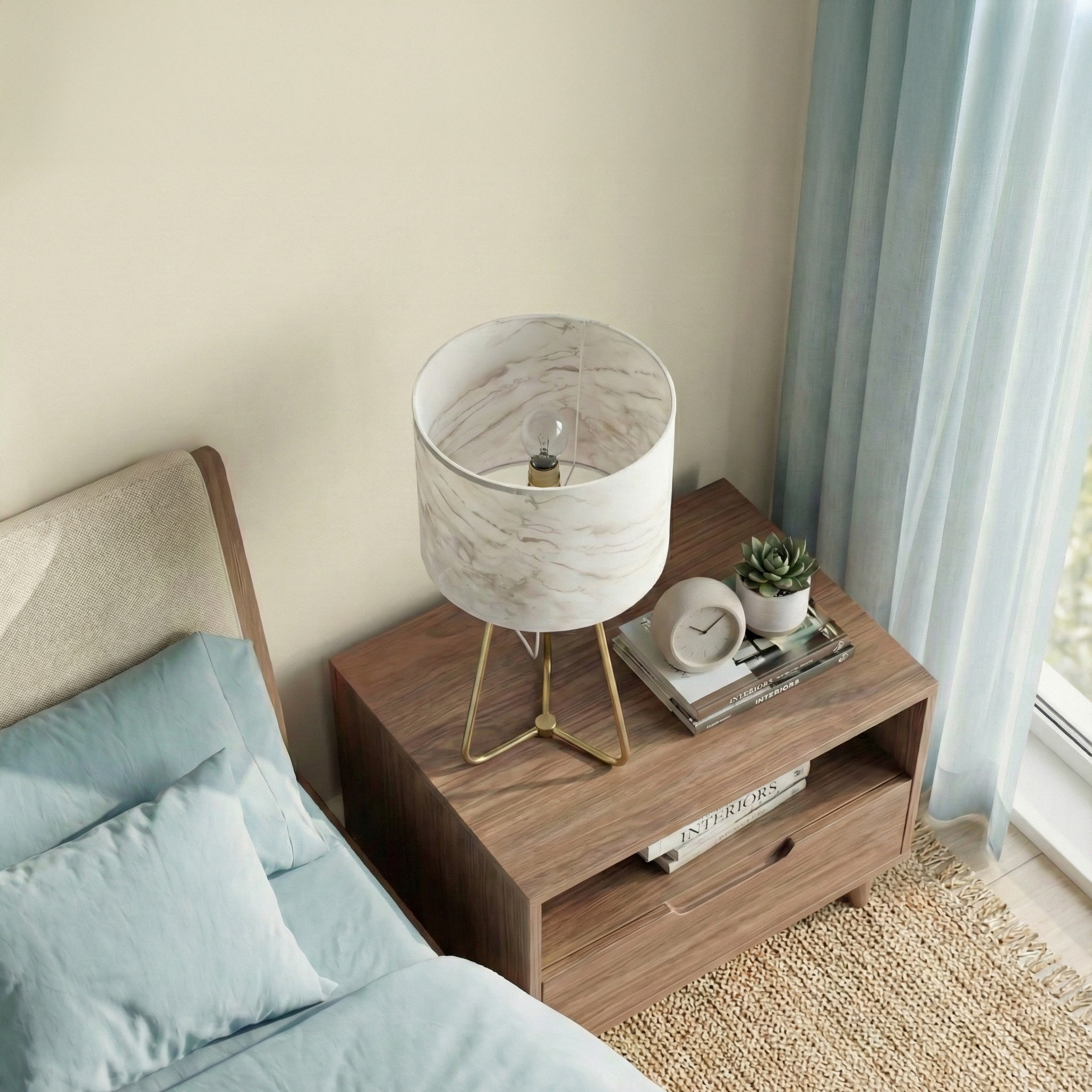 Optima Marble Lampshade Table Lamp - Bronze