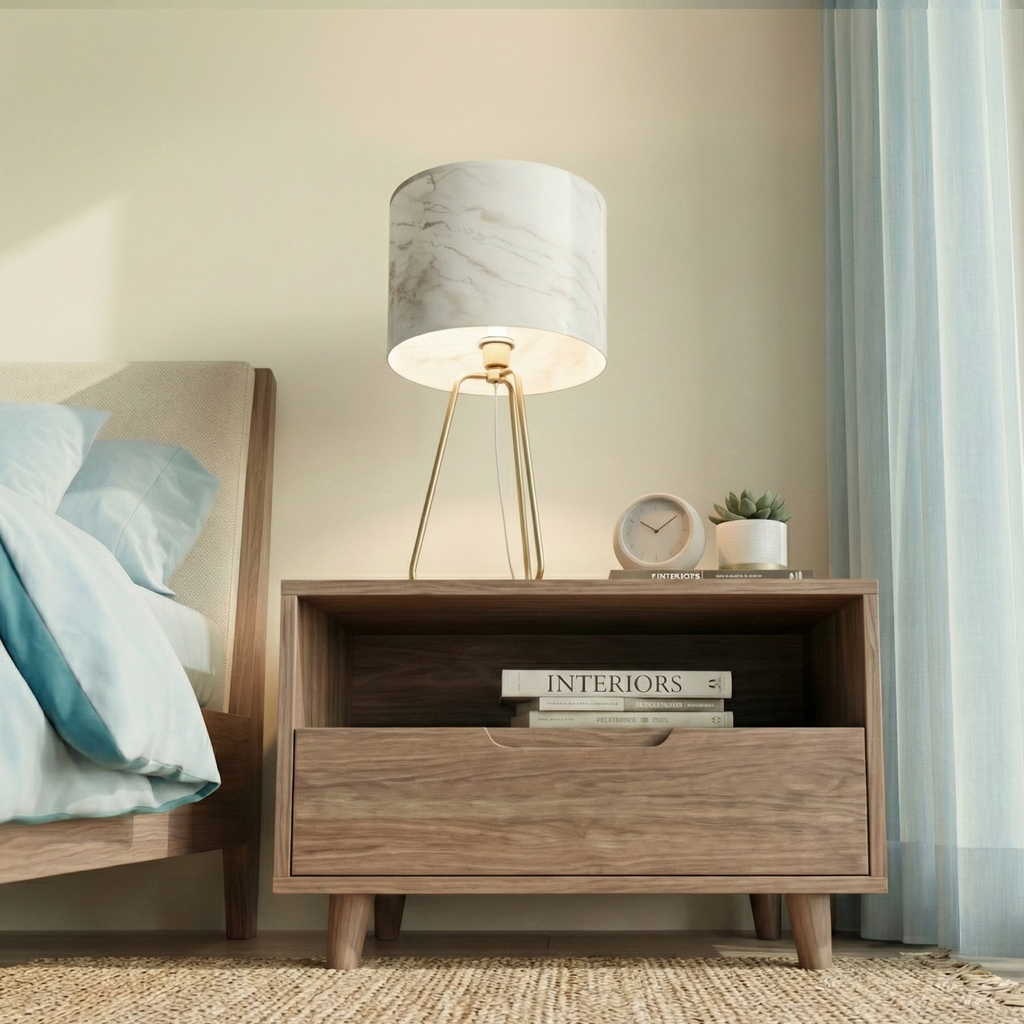 Optima Marble Lampshade Table Lamp - Bronze